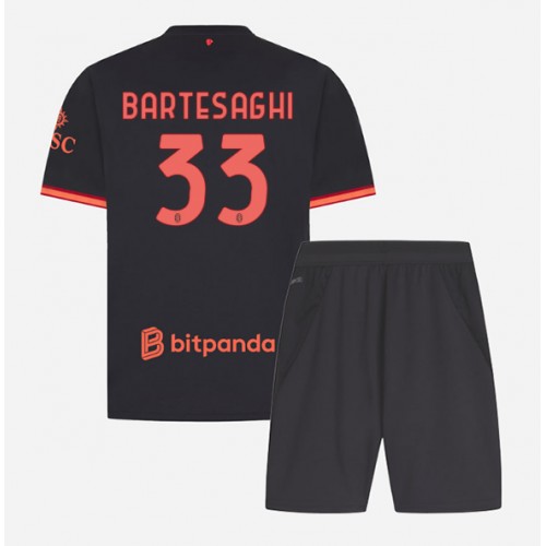 Dječji Nogometni Dres AC Milan Davide Bartesaghi #33 Rezervni 2026-27 Kratak Rukav (+ Kratke hlače)